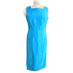 Ashro Teal Midi Sheath Dress Square Neck Teal Sz. 6 Party Event Occasion